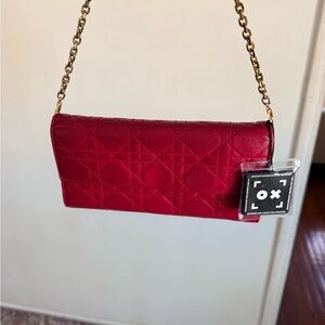 Dior Red Quilted Chain Shoulder Clutch